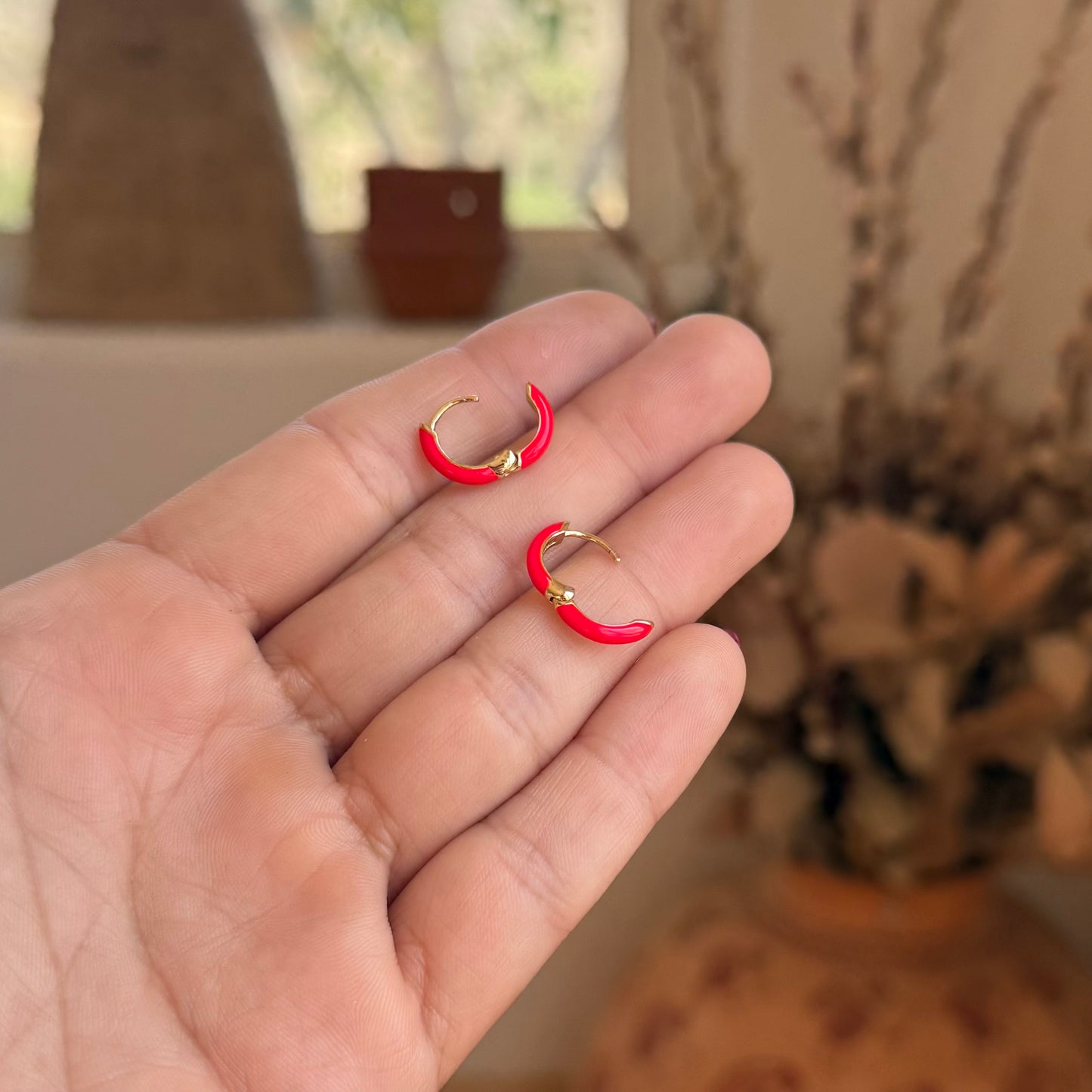 Red Hot Enamel Ear Huggies