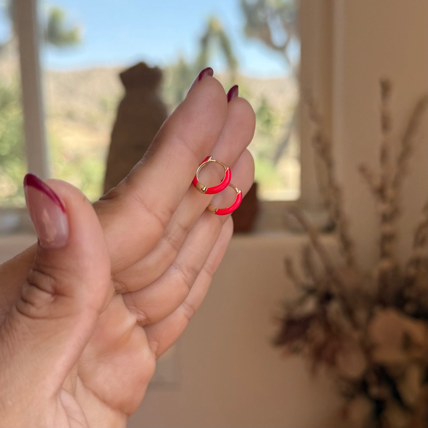 Red Hot Enamel Ear Huggies
