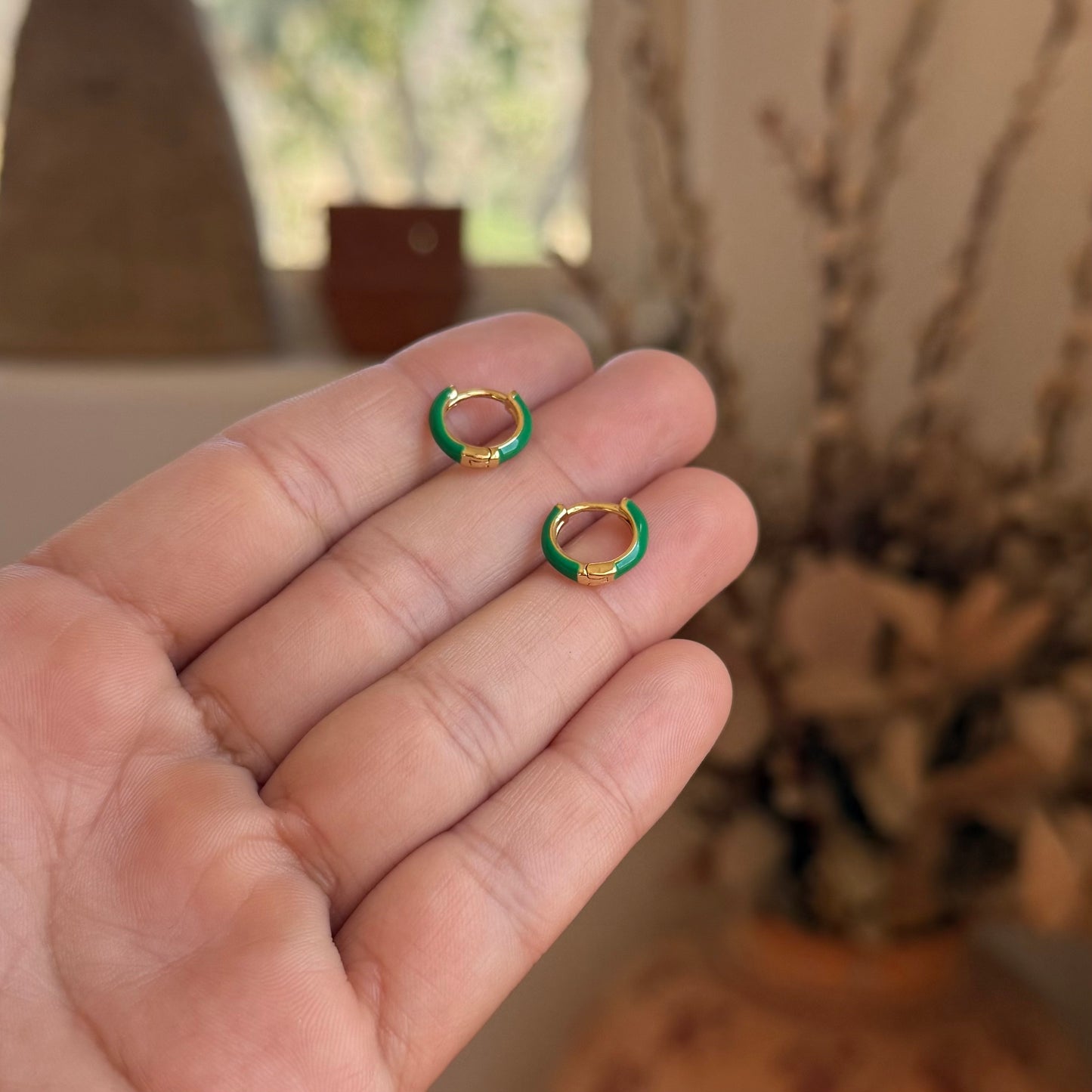 Green Enamel Ear Huggies