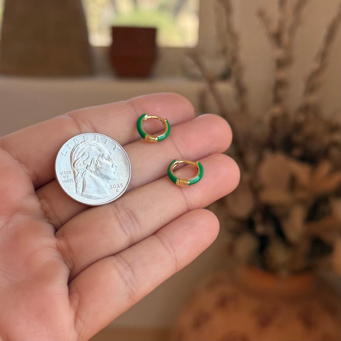 Green Enamel Ear Huggies