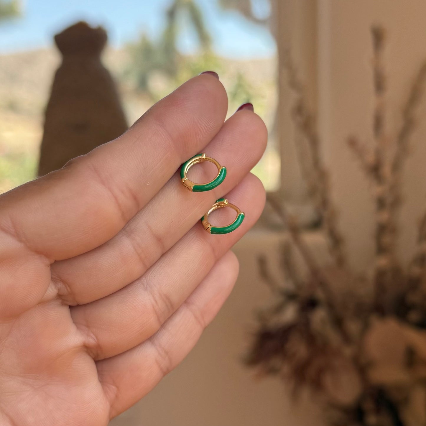 Green Enamel Ear Huggies