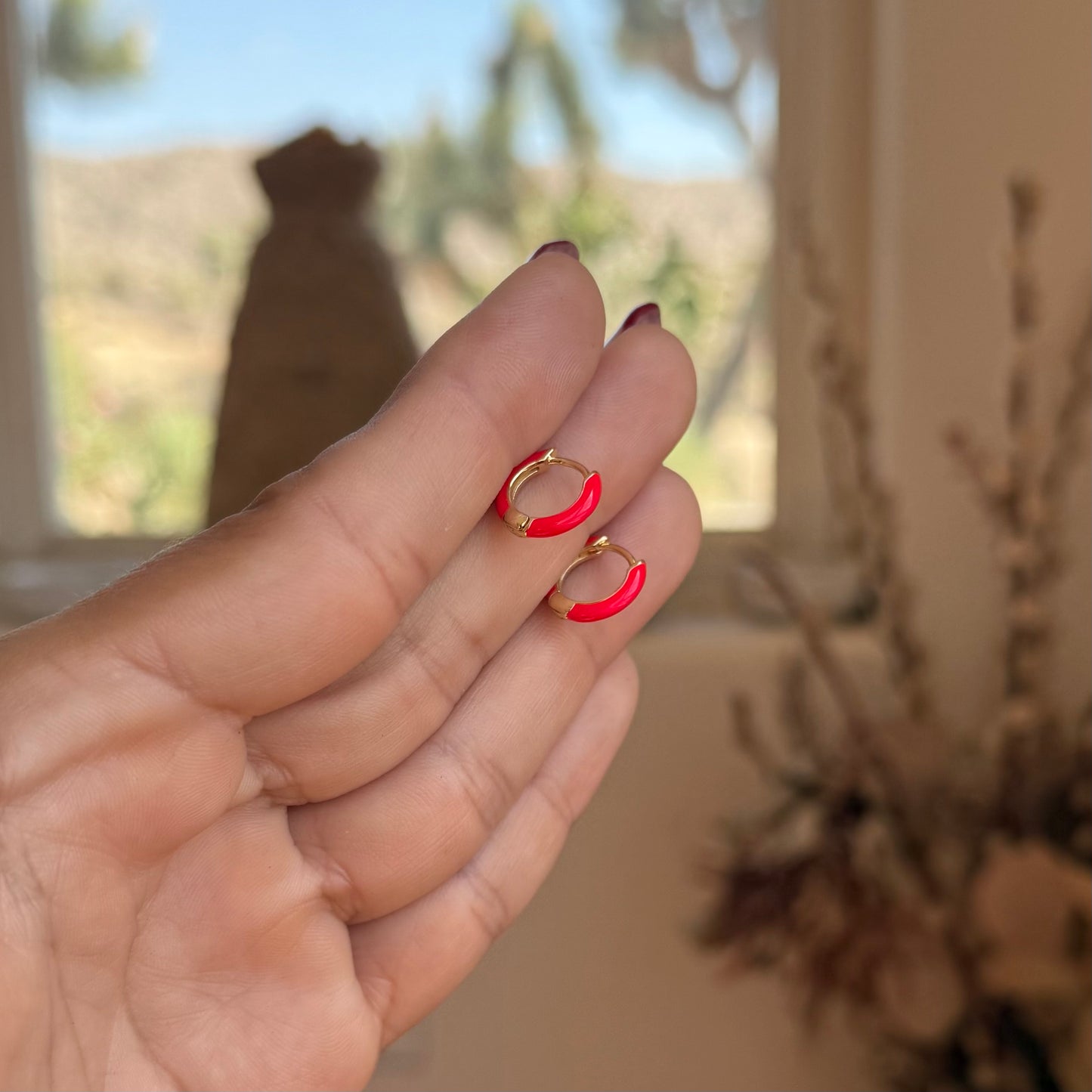 Red Hot Enamel Ear Huggies