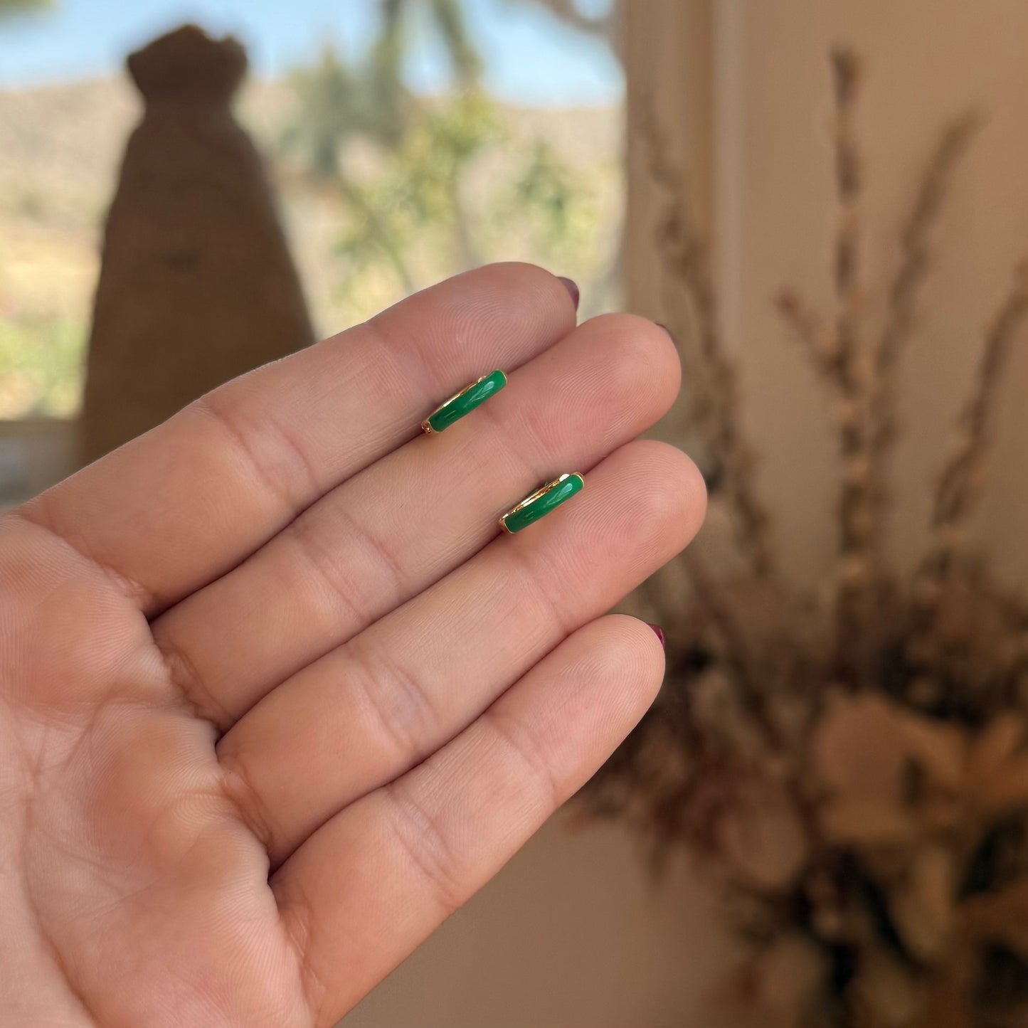 Green Enamel Ear Huggies