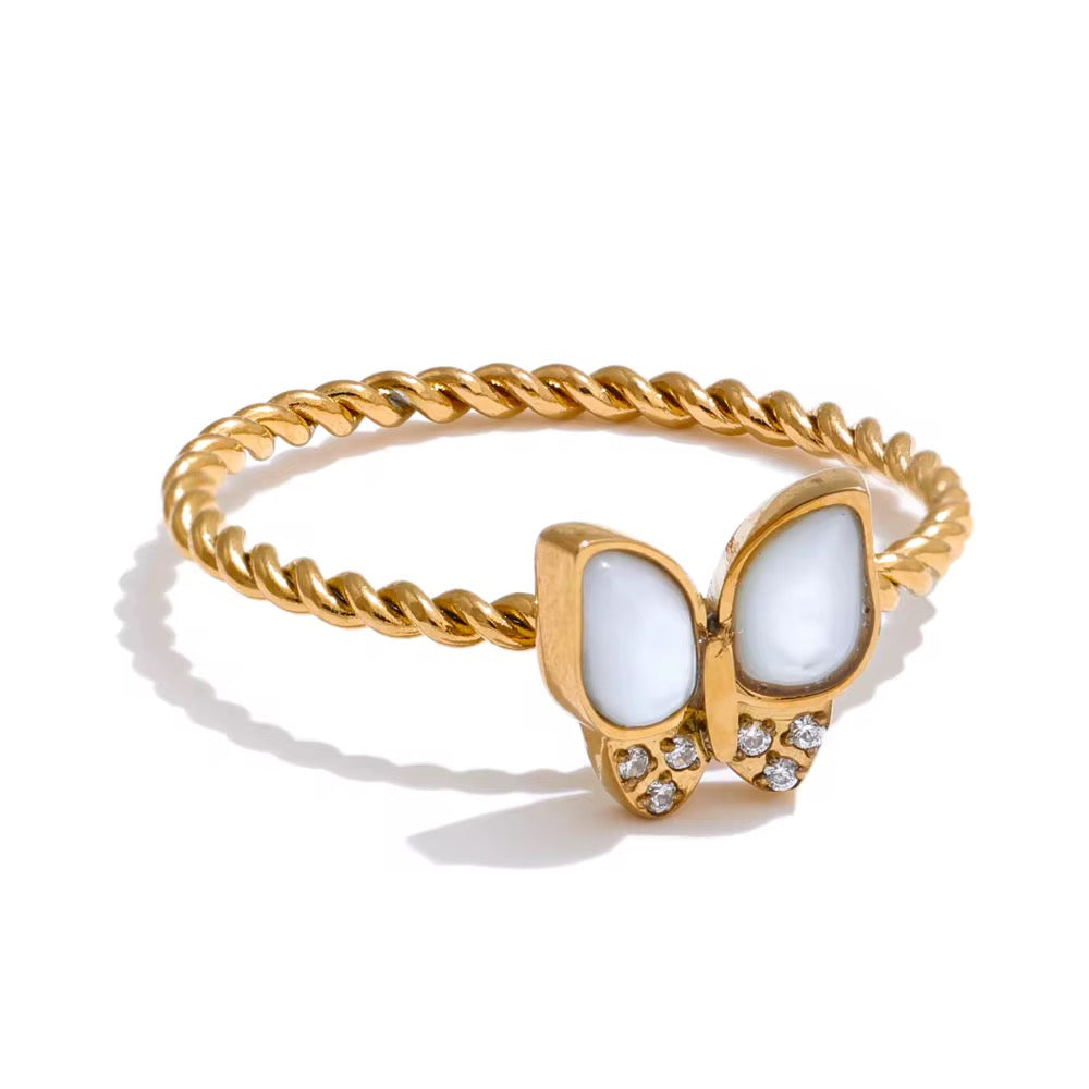 Moonlit Butterfly Ring