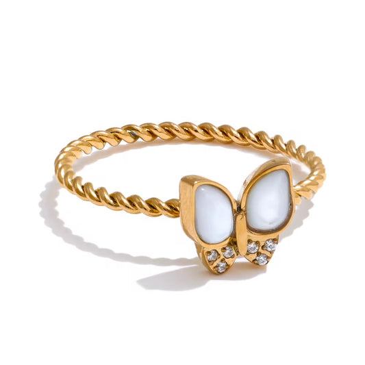 Moonlit Butterfly Ring